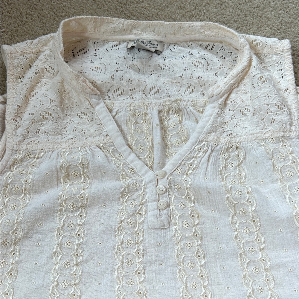 Lucky brand Lace Detail Cream Top